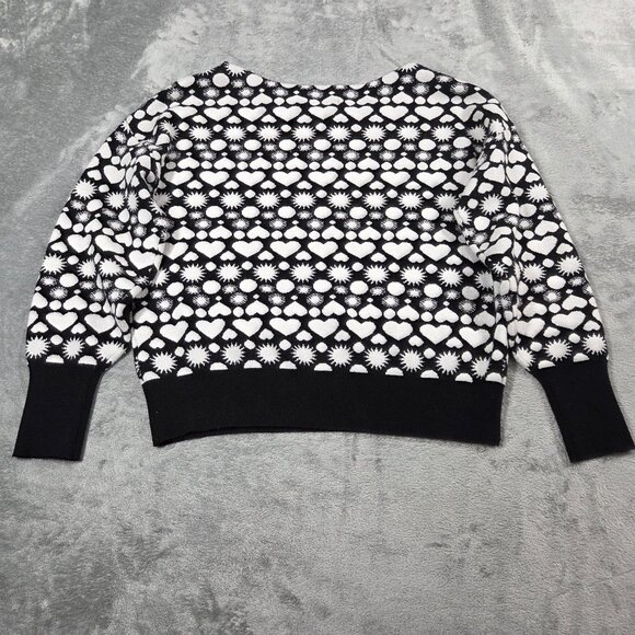 Anthropologie Maeve Sweater Womens Medium Black White Heart Boho Preppy Pullover - Picture 5 of 7